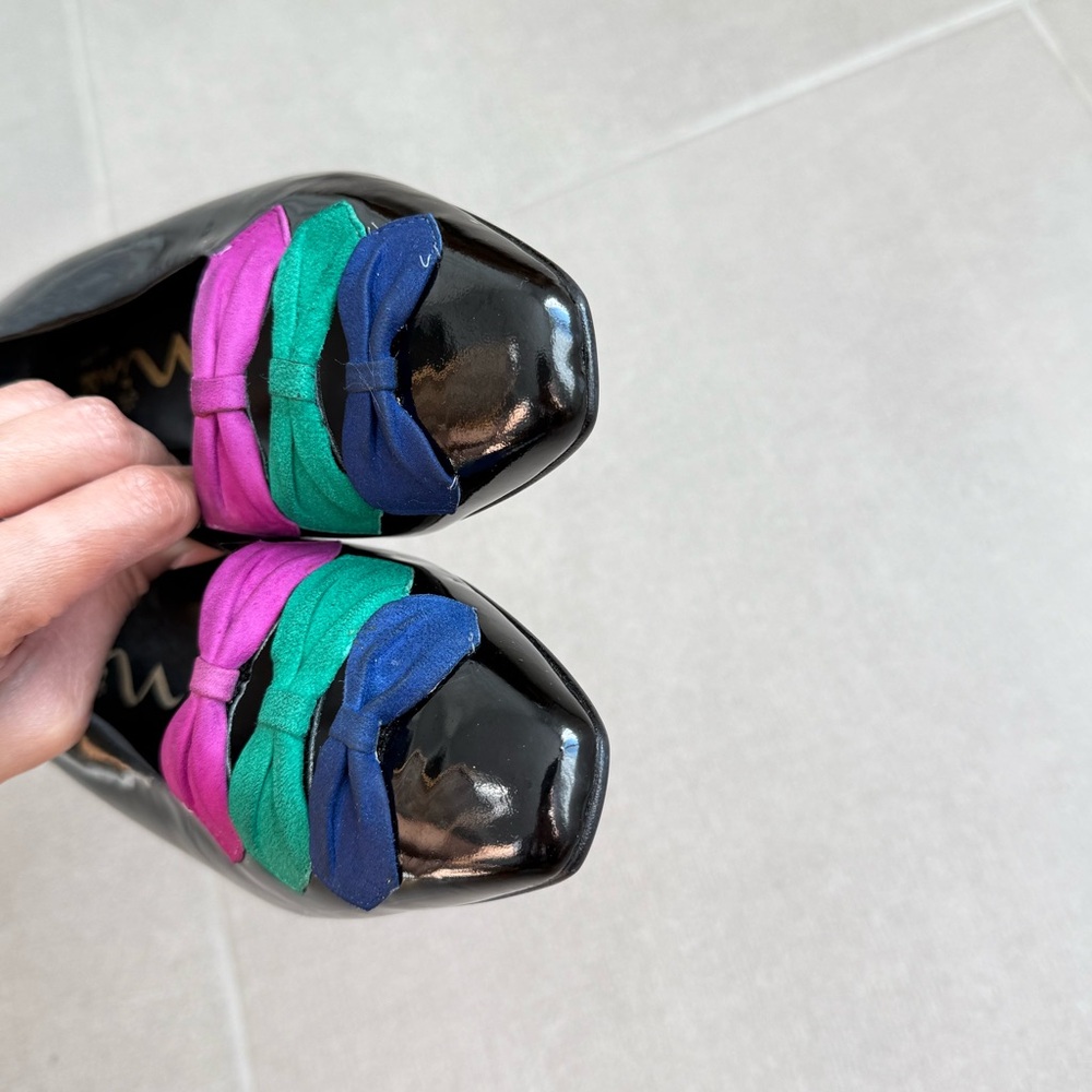 Vintage Nina Patent/Leather Shoes in multi colored bow made in Spain Size US 7 - Picture 11 of 12